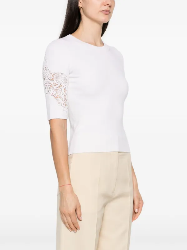 Chloé レースパネル リブニット トップ Chloé レースパネル リブニット トップ | ニュートラル