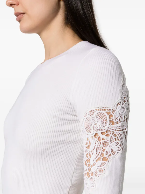 Chloé レースパネル リブニット トップ Chloé レースパネル リブニット トップ | ニュートラル