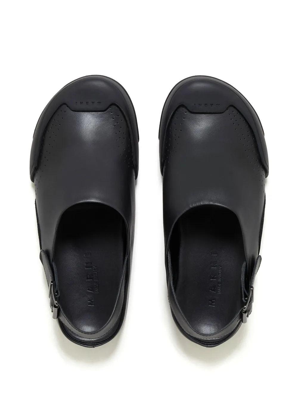 Marni Rubber And Suede-trimmed Leather Clogs In Black