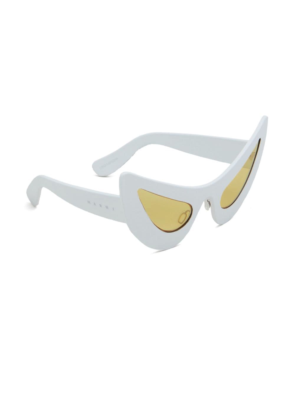 Shop Marni Char Dham Cat-eye Sunglasses In White