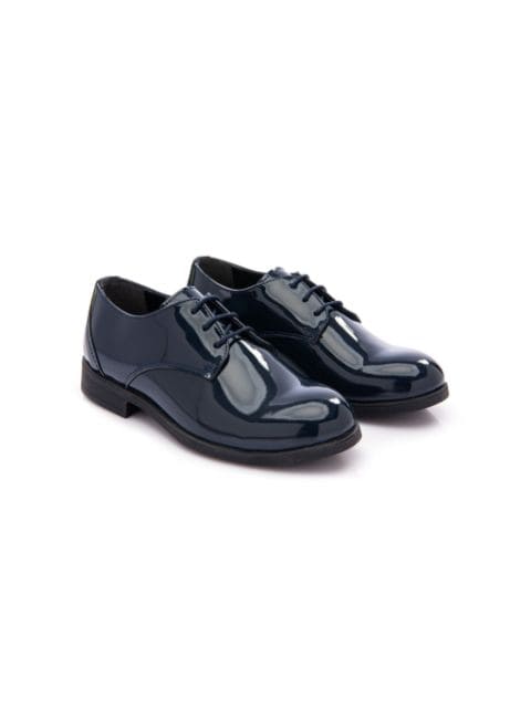 Moustache round-toe patent oxford shoes