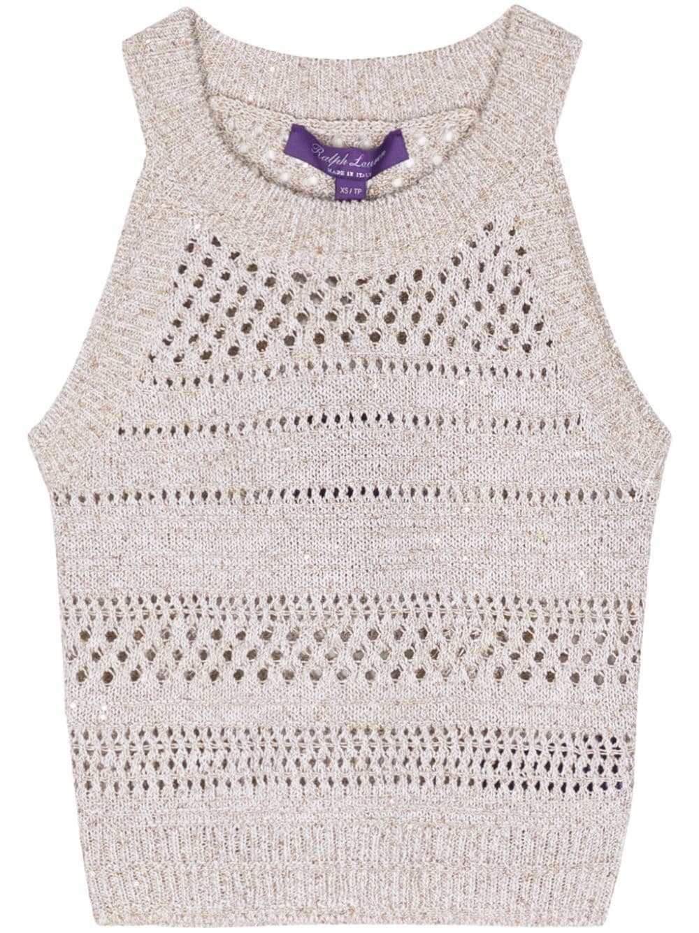 Ralph Lauren Collection pointelle-knit cropped top - Toni neutri