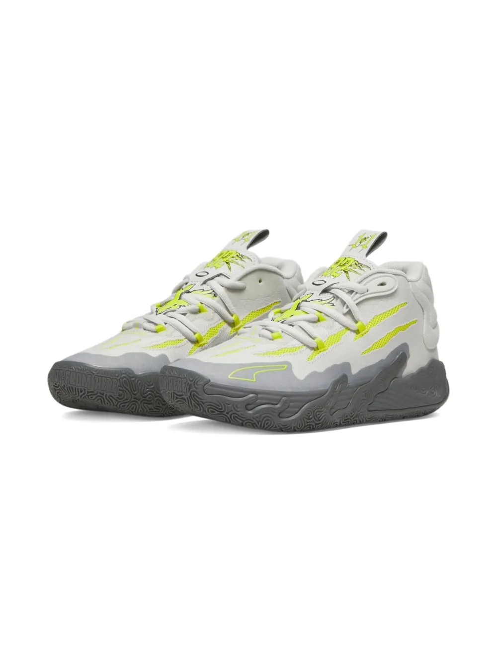Puma Kids MB.03 Feather Grey/Lime Smash sneakers - Wit