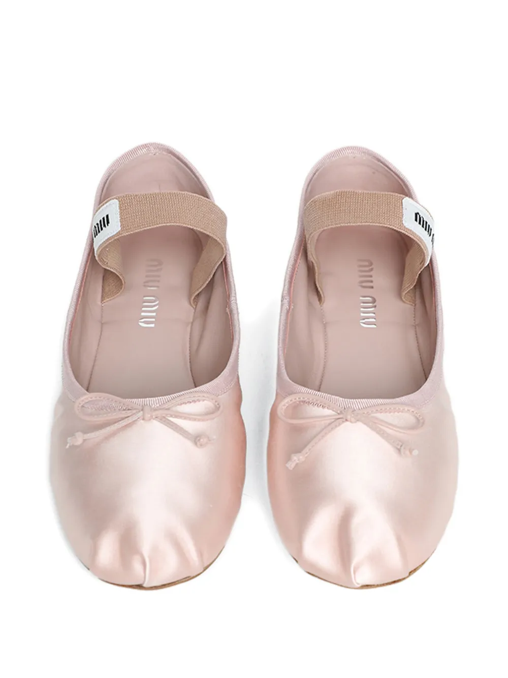 Miu satin bow-embellished ballet flats Pink