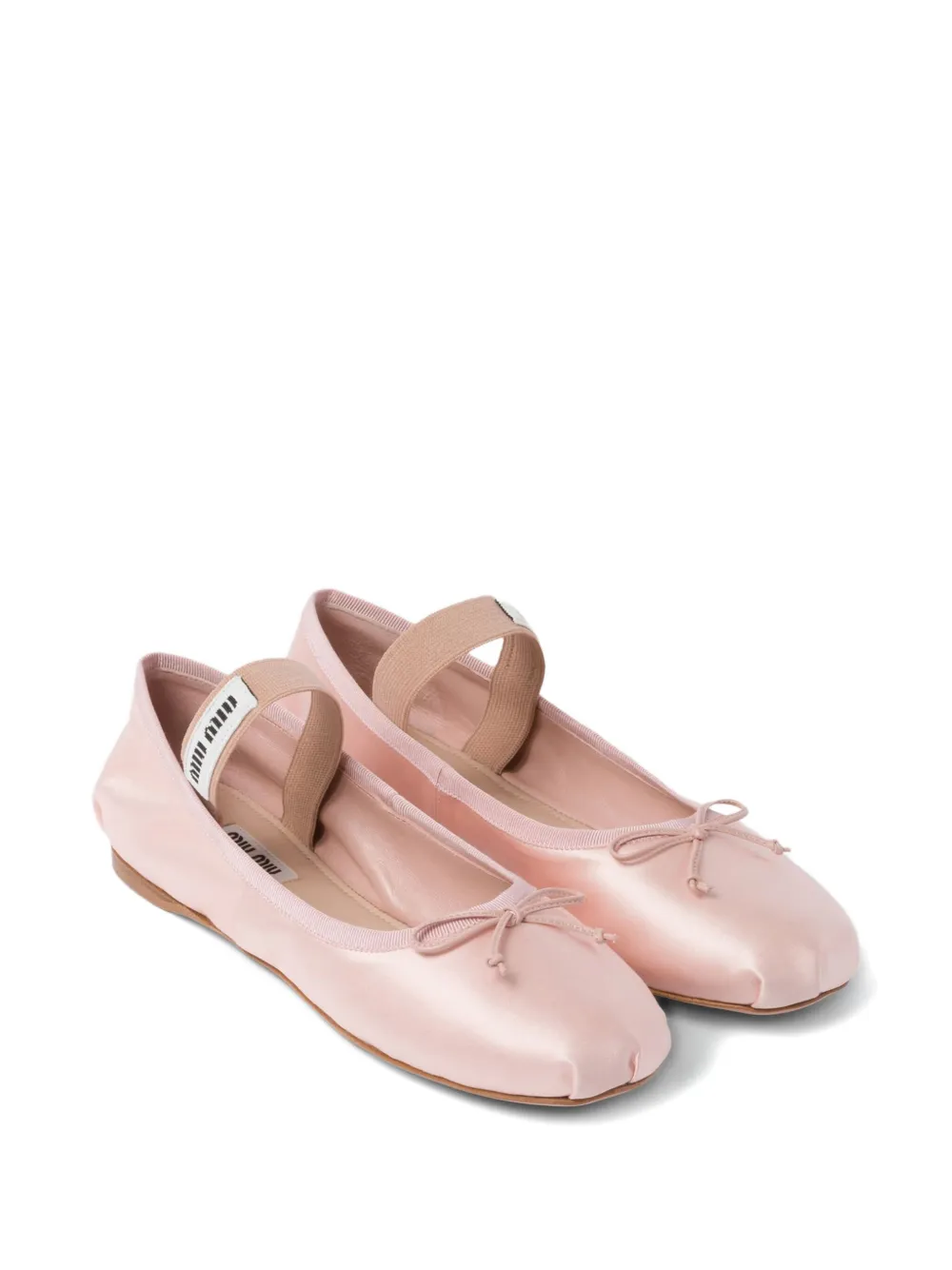 Miu satin bow-embellished ballet flats Pink