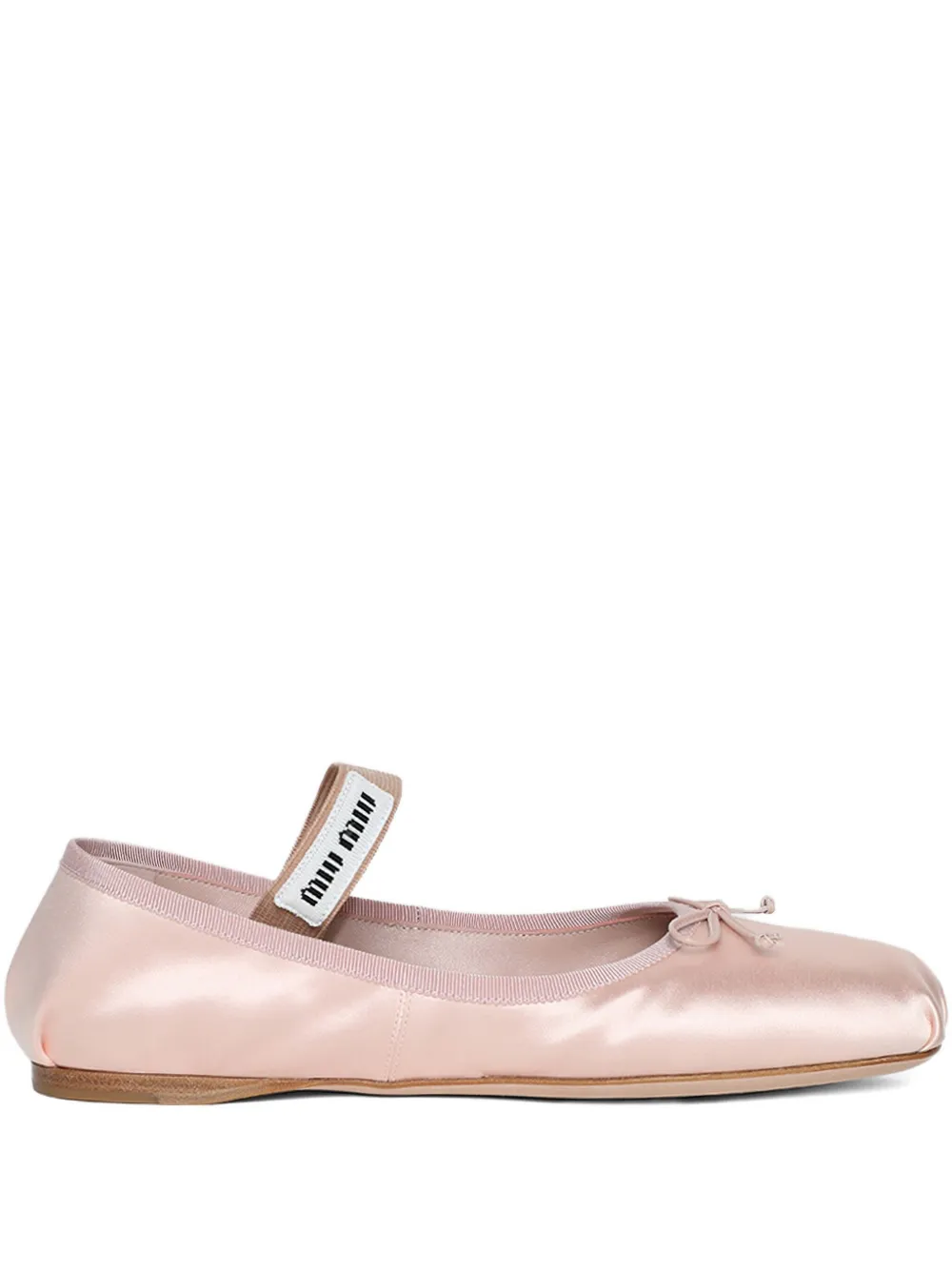 Miu Miu Satin Bow-embellished Ballet Flats In Pink