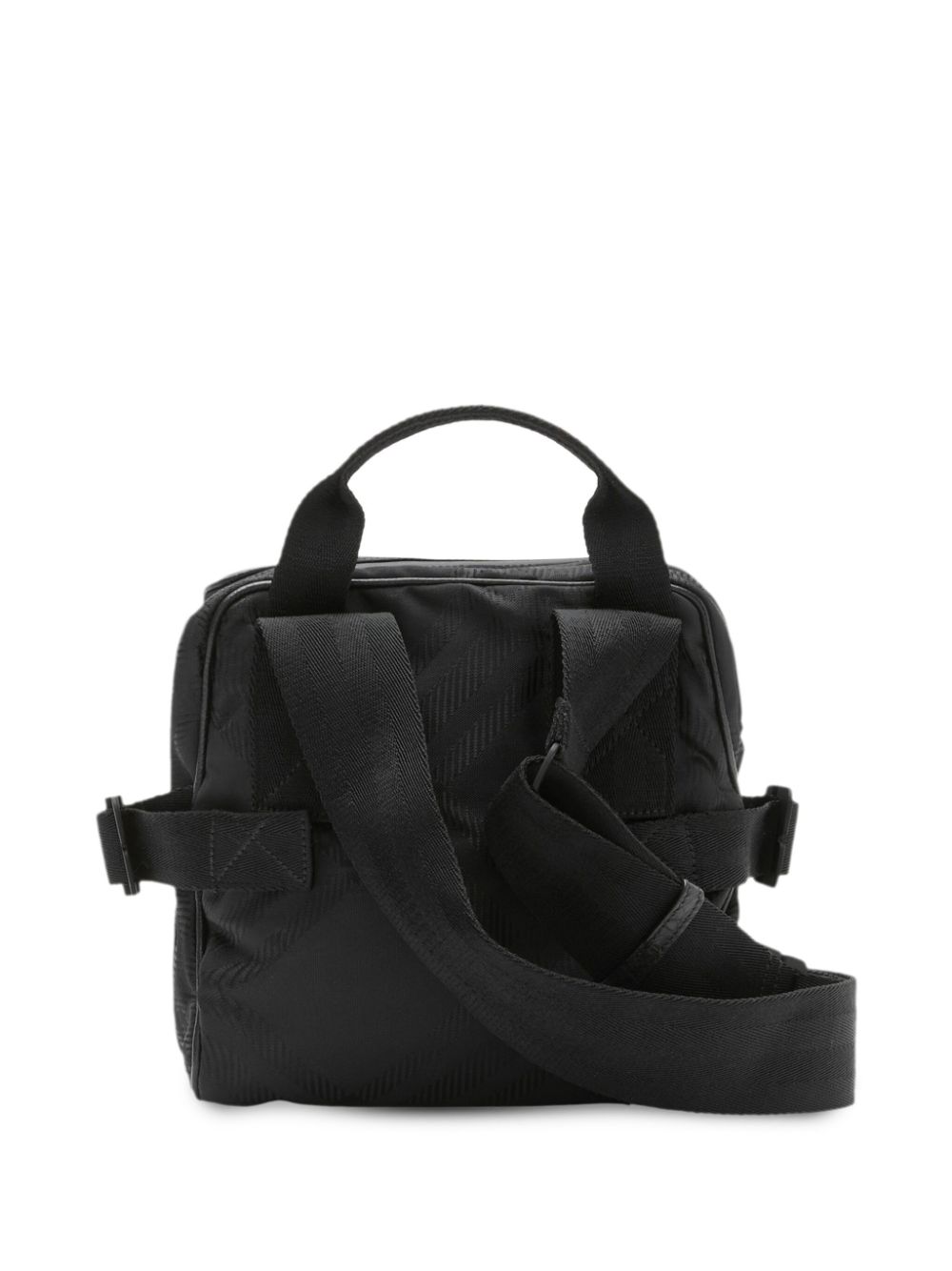 Shop Burberry Check-pattern Zipped Messenger Bag In Black