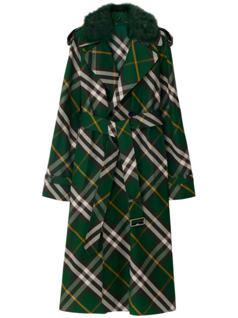 Burberry check-pattern cotton trench coat Women