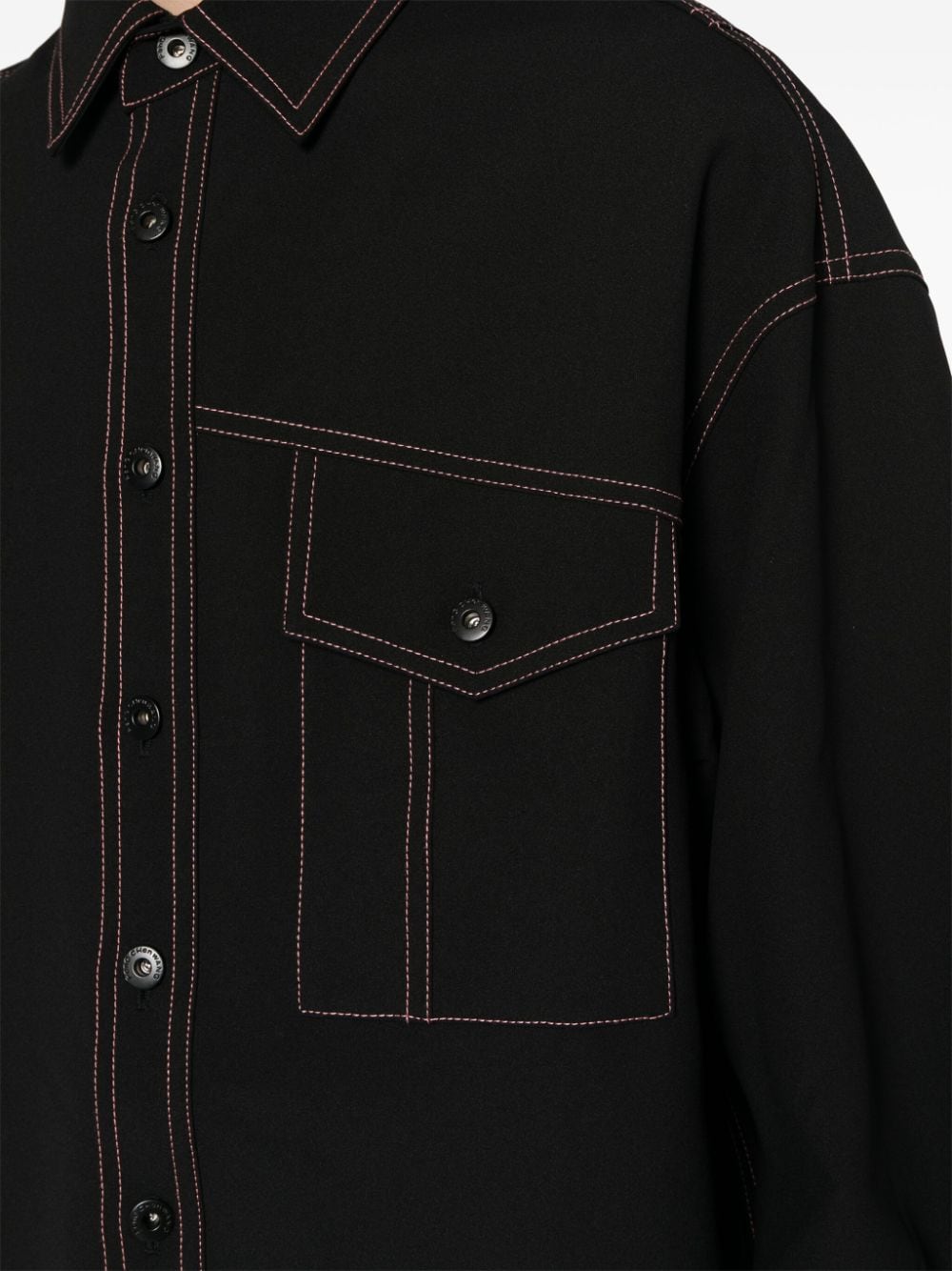 Black Contrast Stitching Shirt