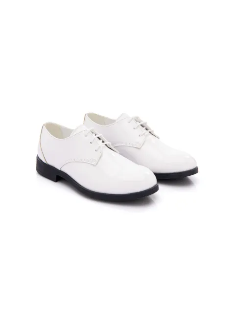 Moustache lace-up patent-finish loafers