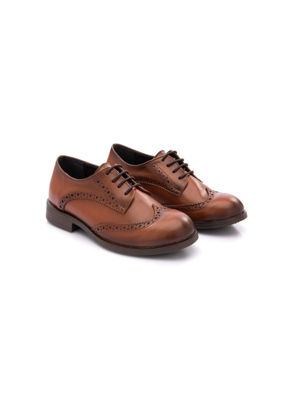 Moustache Kids' Polished Round-toe Brogues In Brown