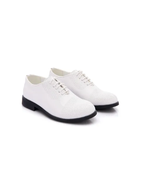 Moustache round-toe perforated oxford shoes