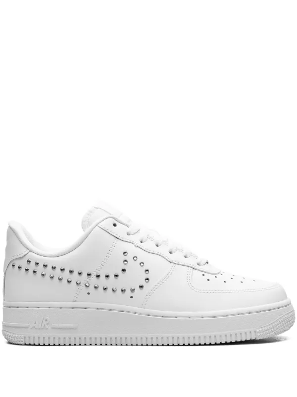 Nike Air Force 1 Low White Metallic Silver sneakers women Rubber Leather Fabric 9