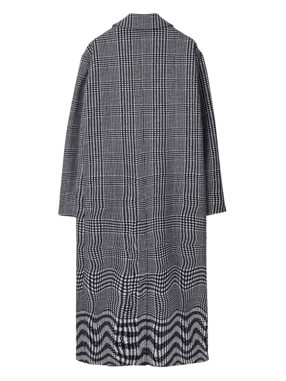 Shop Burberry Warped Houndstooth-pattern Coat In 黑色