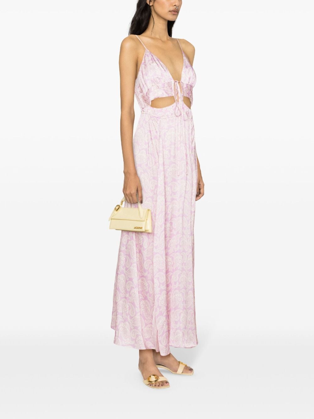 Maje Satijnen maxi-jurk met paisley-print Roze