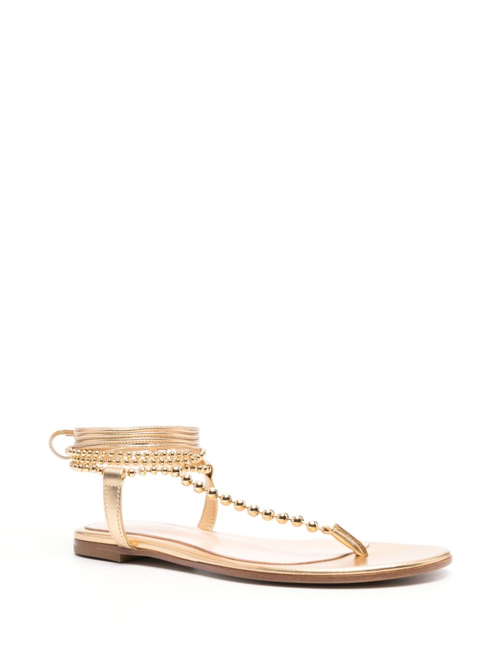 Gianvito Rossi Soleil bead-embellished leather sandals - Goud