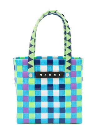 Marni Kids Mini Market Criss Cross Woven Basket Bag Blue FARFETCH UK