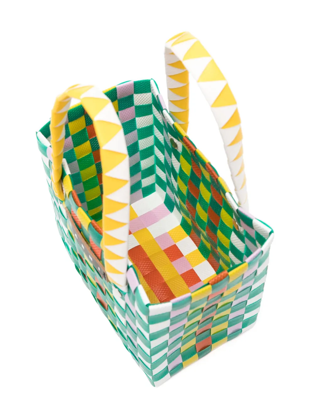 Marni Kids Mini Market Criss-Cross Woven Basket Bag | Green Marni Kids Mini Market Criss-Cross Woven Basket Bag | Green