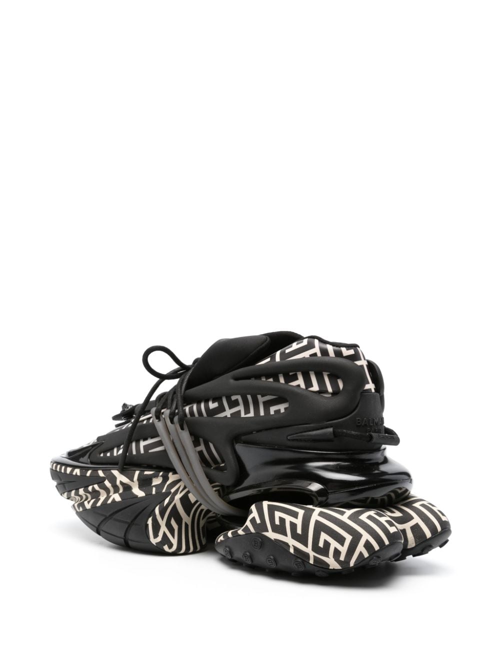 Shop Balmain B-bold Monogram-print Sneakers In Black