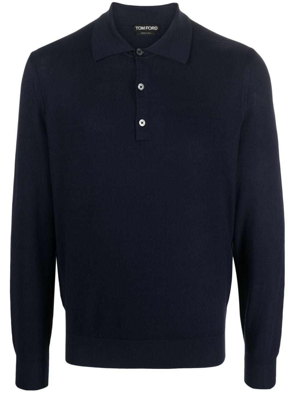 Tom Ford Long-sleeve Silk-blend Polo Shirt In Blue