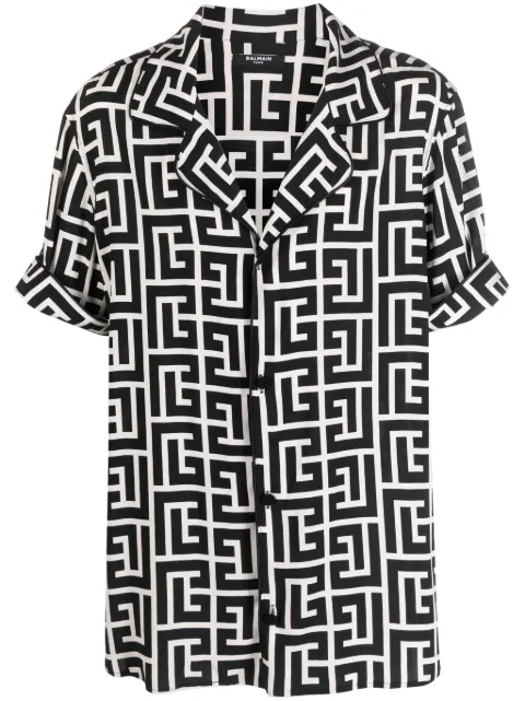 Balmain geometric-print short-sleeve shirt