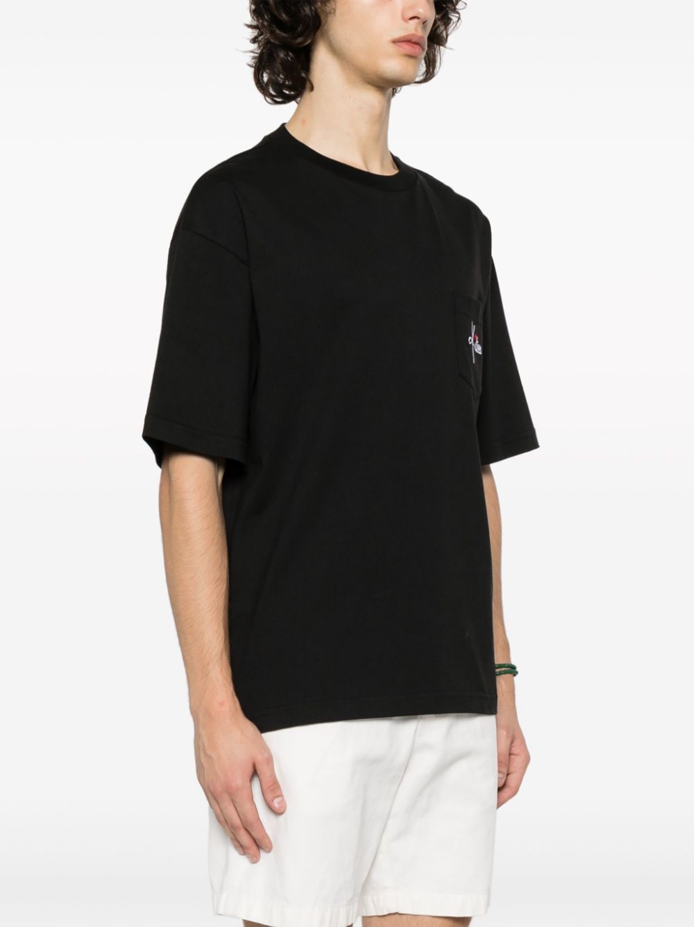 Shop Kiton Logo-embroidered Cotton T-shirt In Black