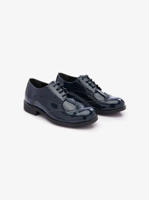 Moustache round-toe patent brogues