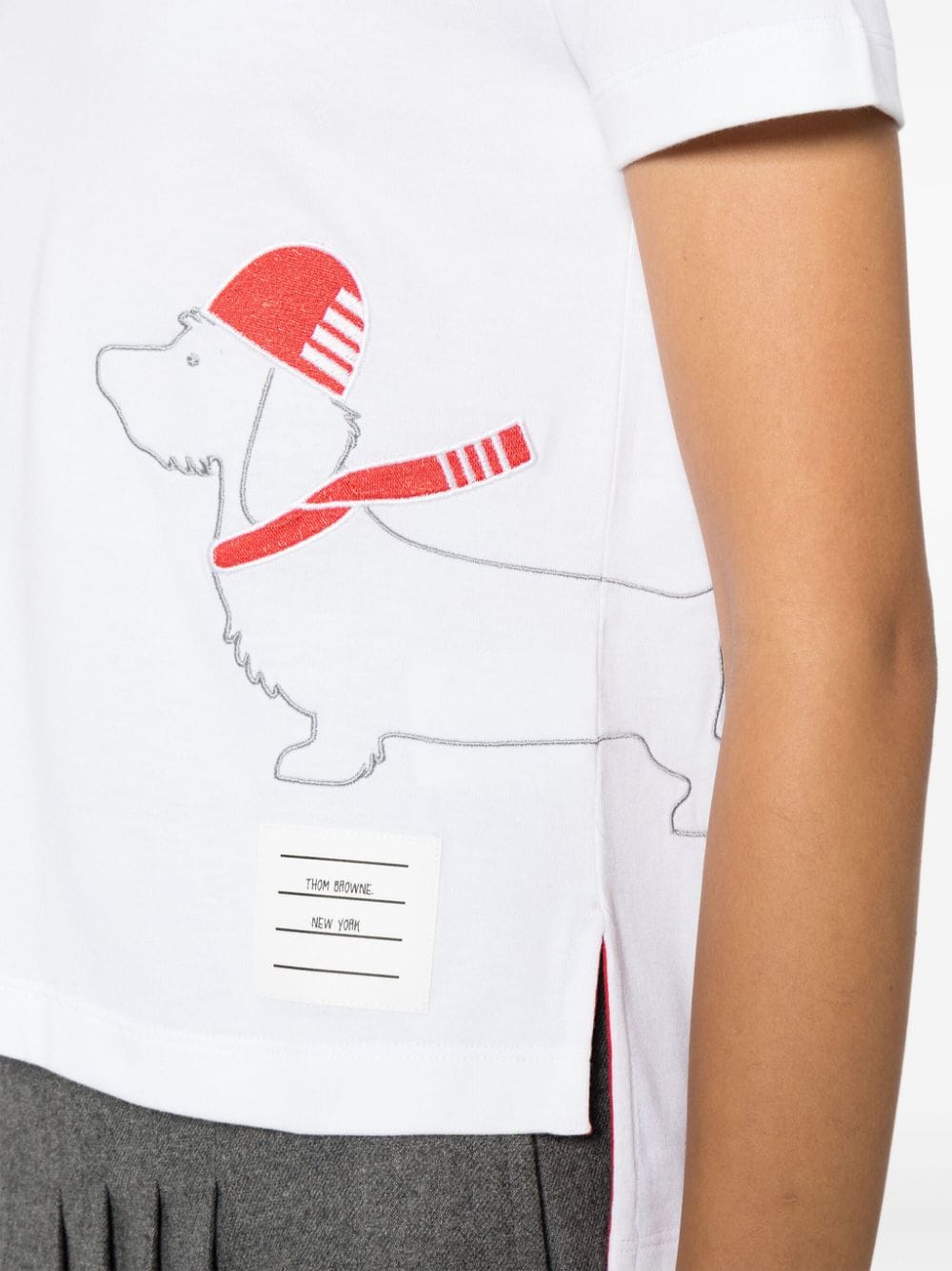 Thom Browne Katoenen T-shirt met geborduurde hond Wit