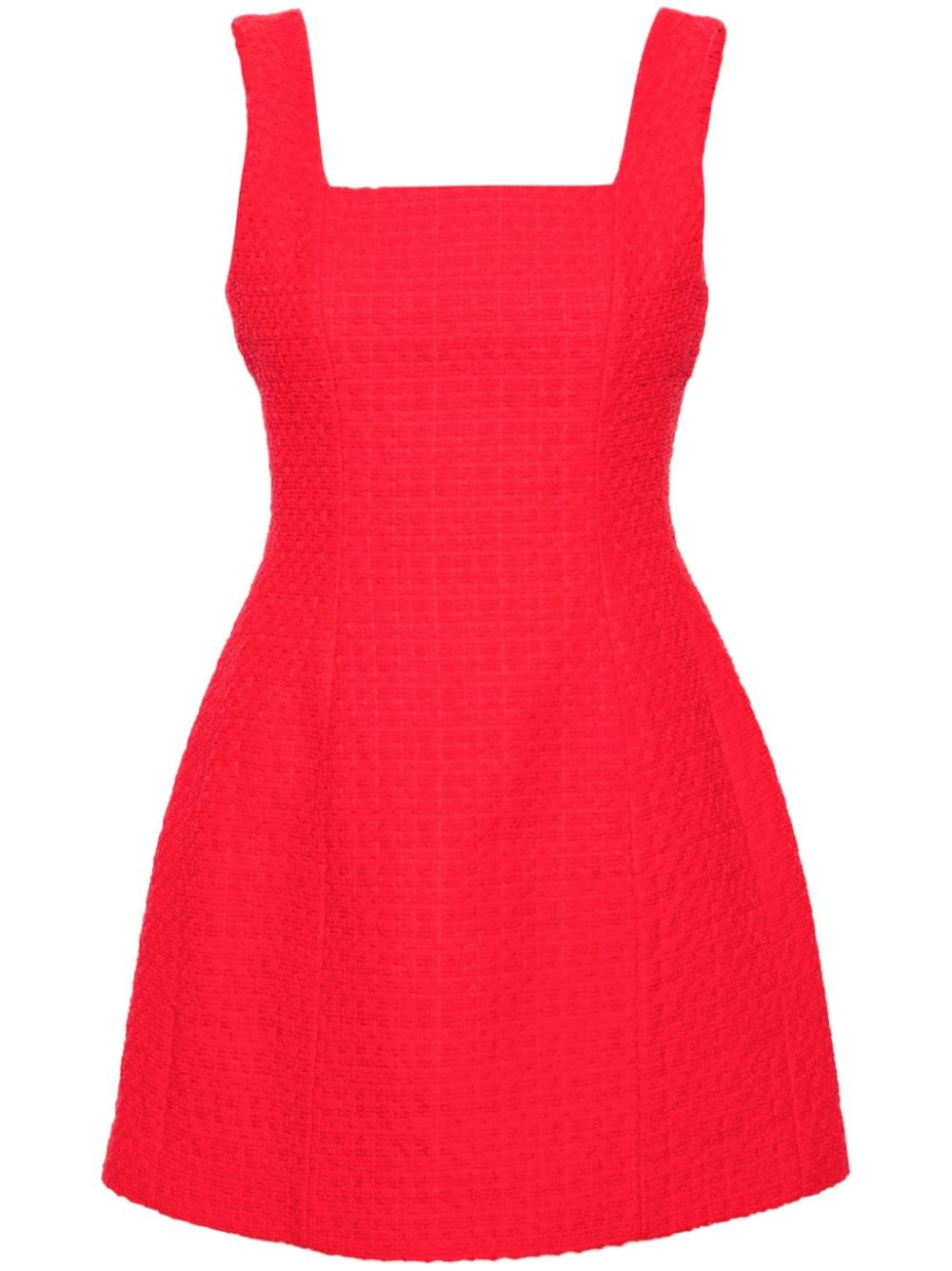 Maje Square-neck Tweed Minidress In Red