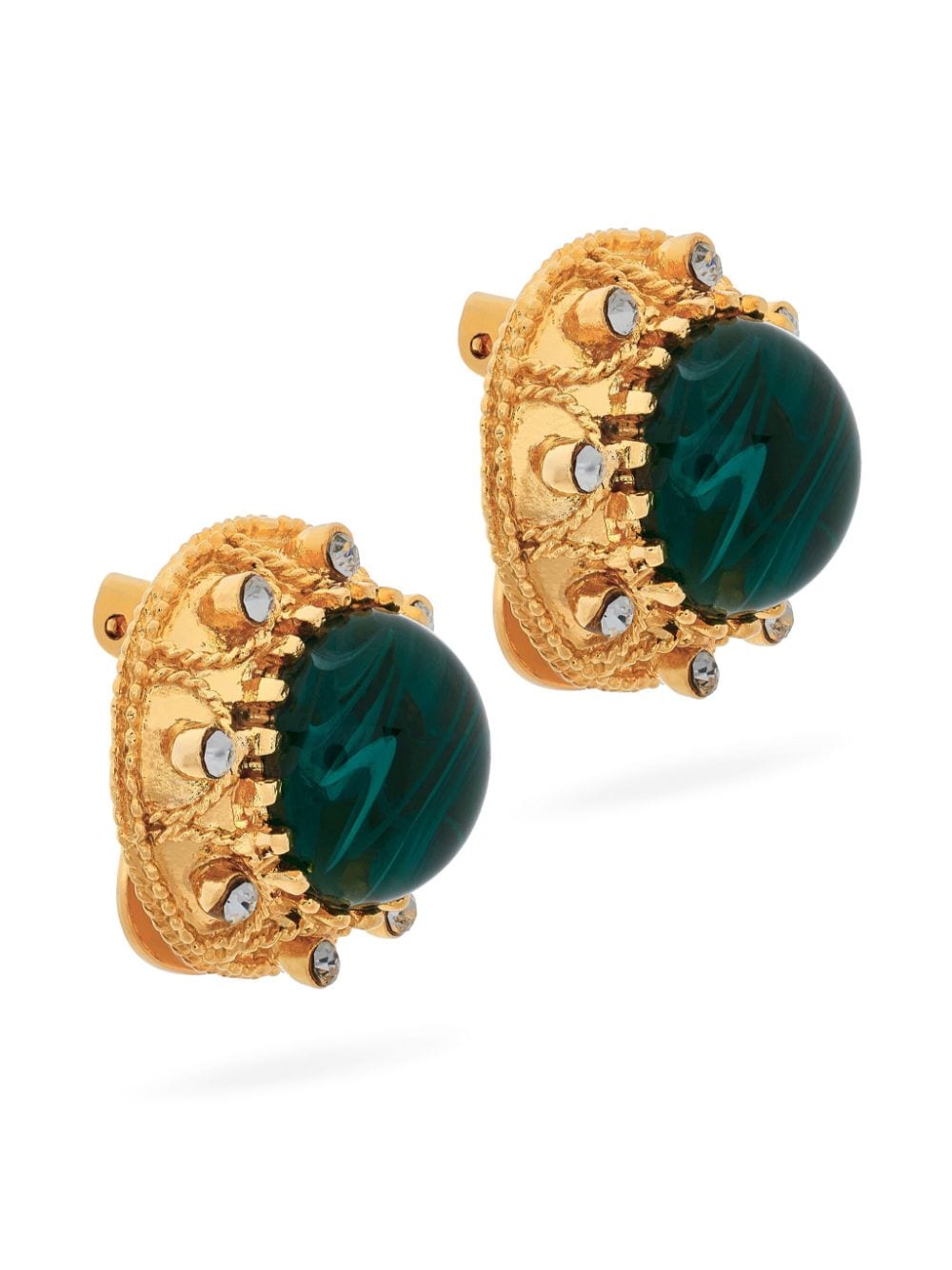 Shop Kenneth Jay Lane Cabochon Clip-on Earrings In Gold