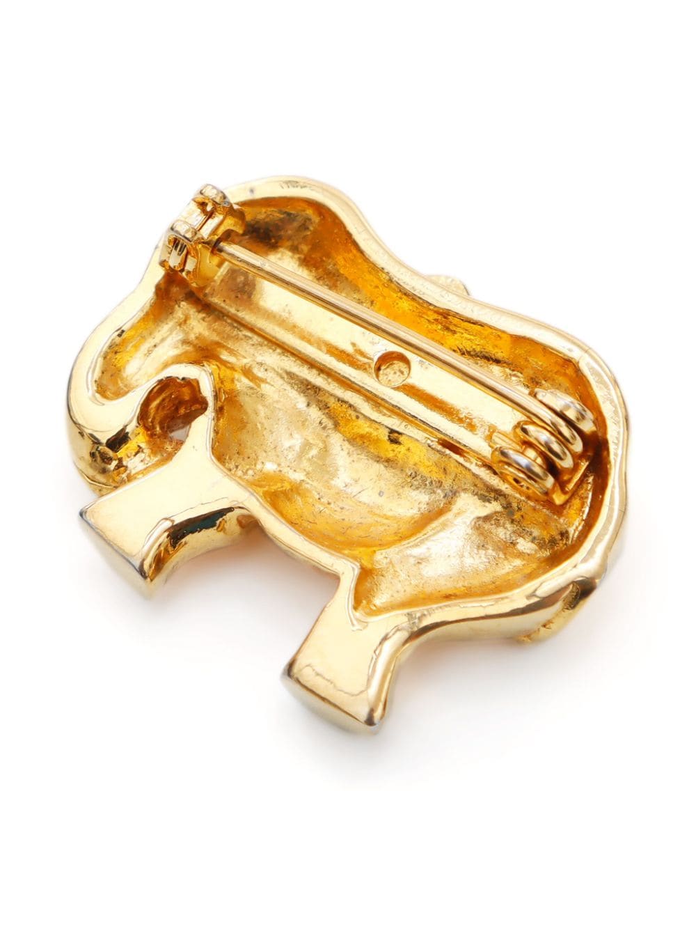 Pre-owned Hermes 2000s Eléphant Brooch In Gold