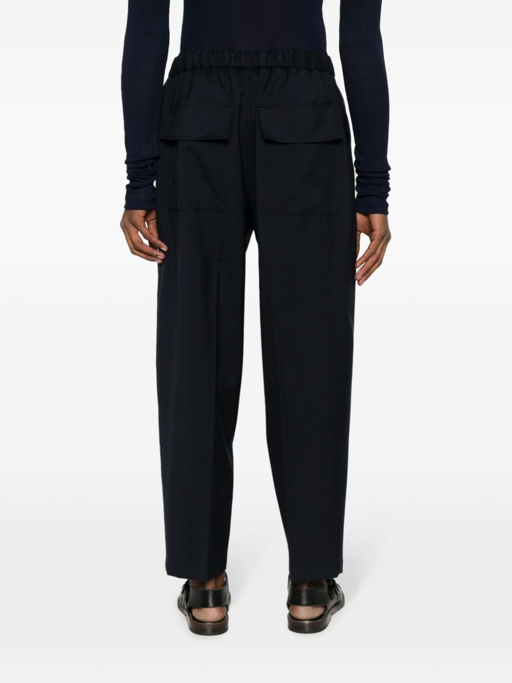 Jil Sander Katoenen broek met elastische tailleband Blauw