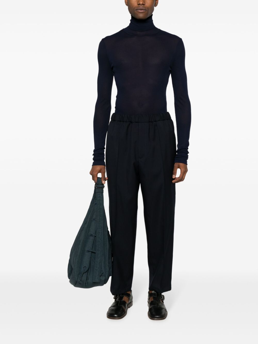 Shop Jil Sander Elasticated-waistband Cotton Trousers In Blue