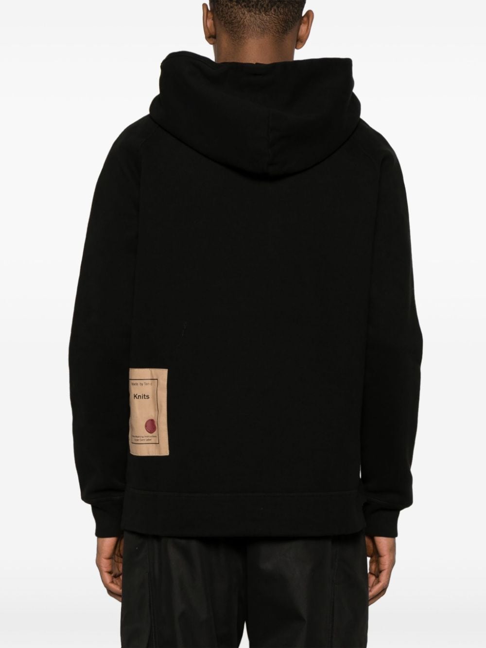 Shop Ten C Drop-shoulder Cotton Hoodie In Black
