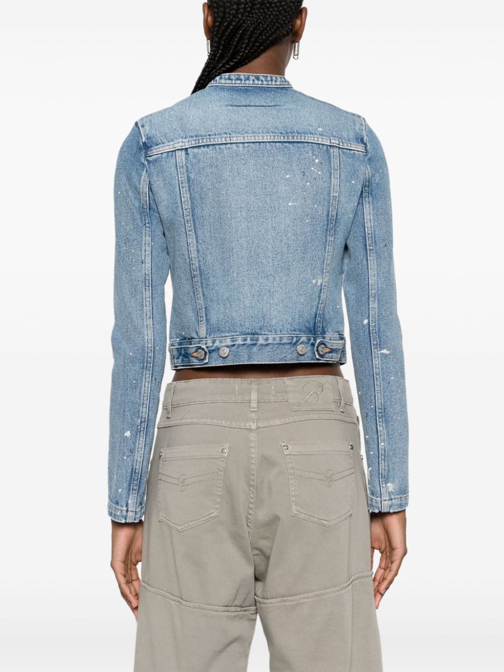 Shop Mm6 Maison Margiela Distressed Denim Jacket In Blue