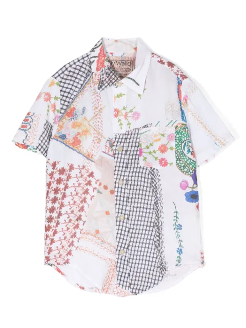 By Walid patchwork-print cotton shirt