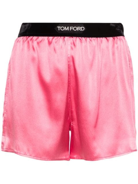 TOM FORD logo-waistband silk shorts