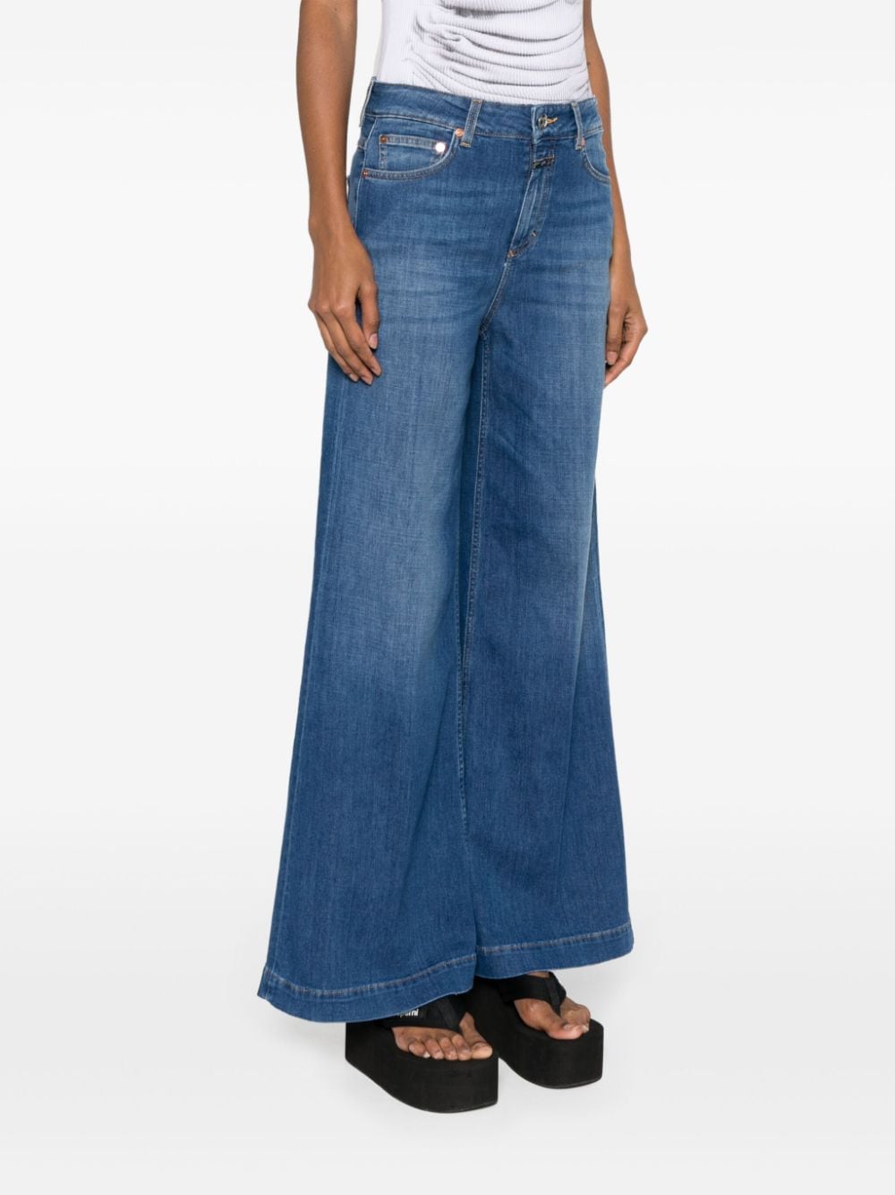 Shop Closed Mid-rise Wide-leg Jeans In Blue
