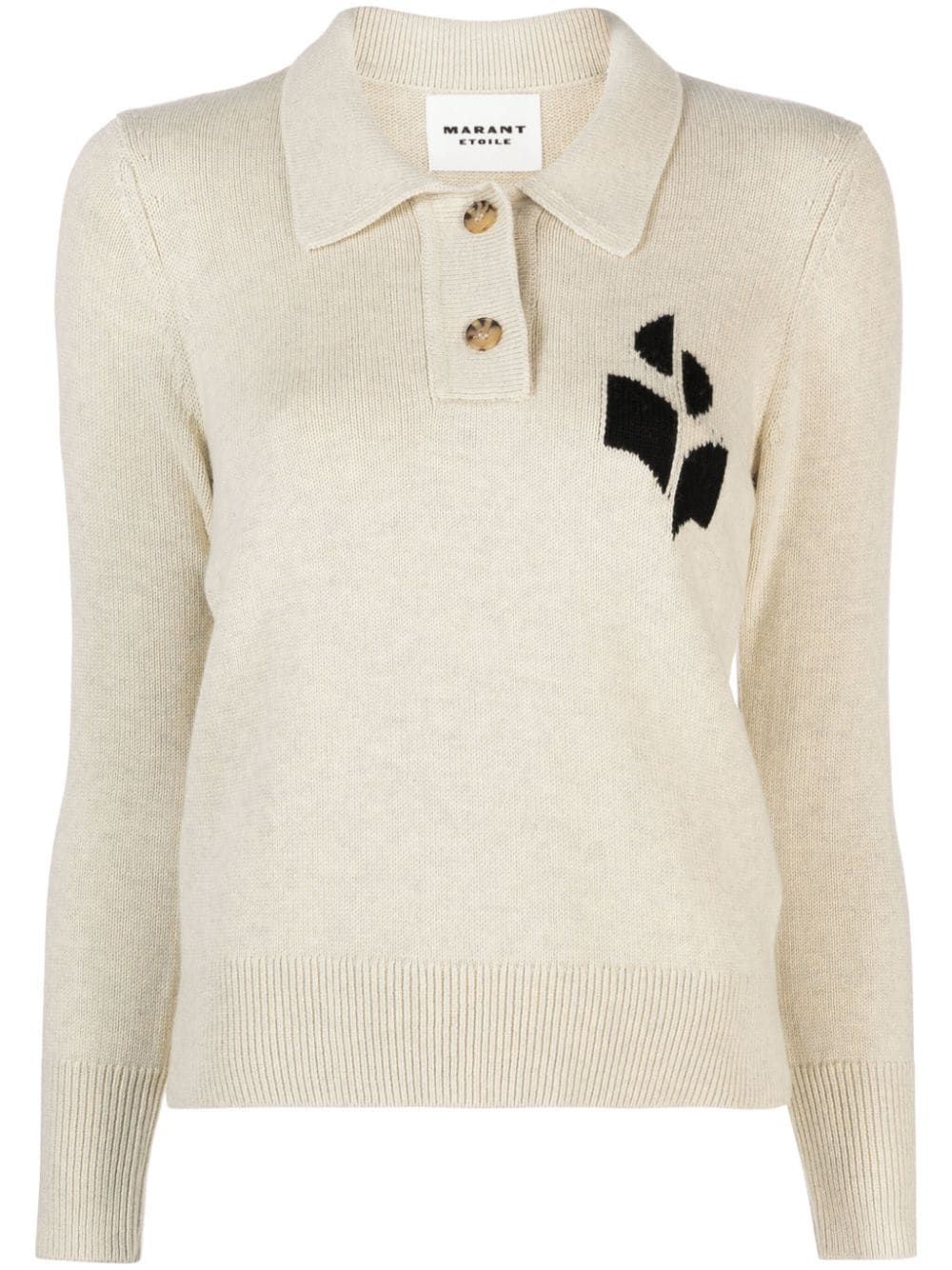 Marant Etoile Nola Knitted Polo Sweatshirt In Grey