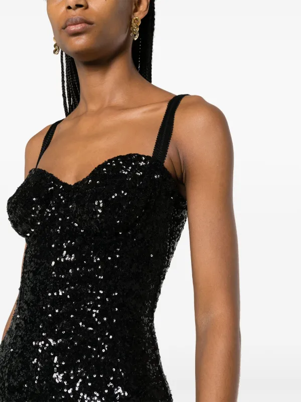 Dolce & Gabbana sweetheart-neck Sequinned Minidress | Black