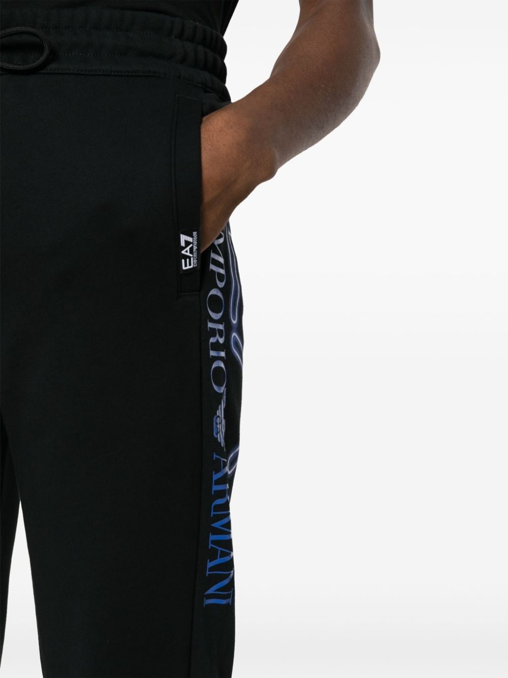 Shop Ea7 Logo-print Cotton Track Pants In Black