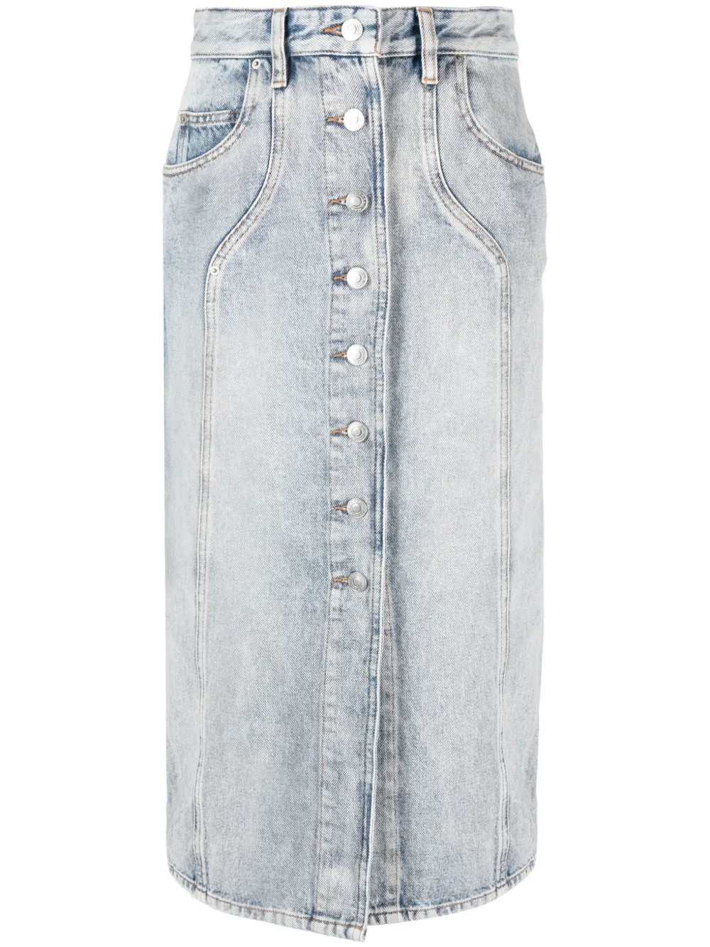 Isabel Marant Étoile Gray Vandy Denim Midi Skirt In Blue