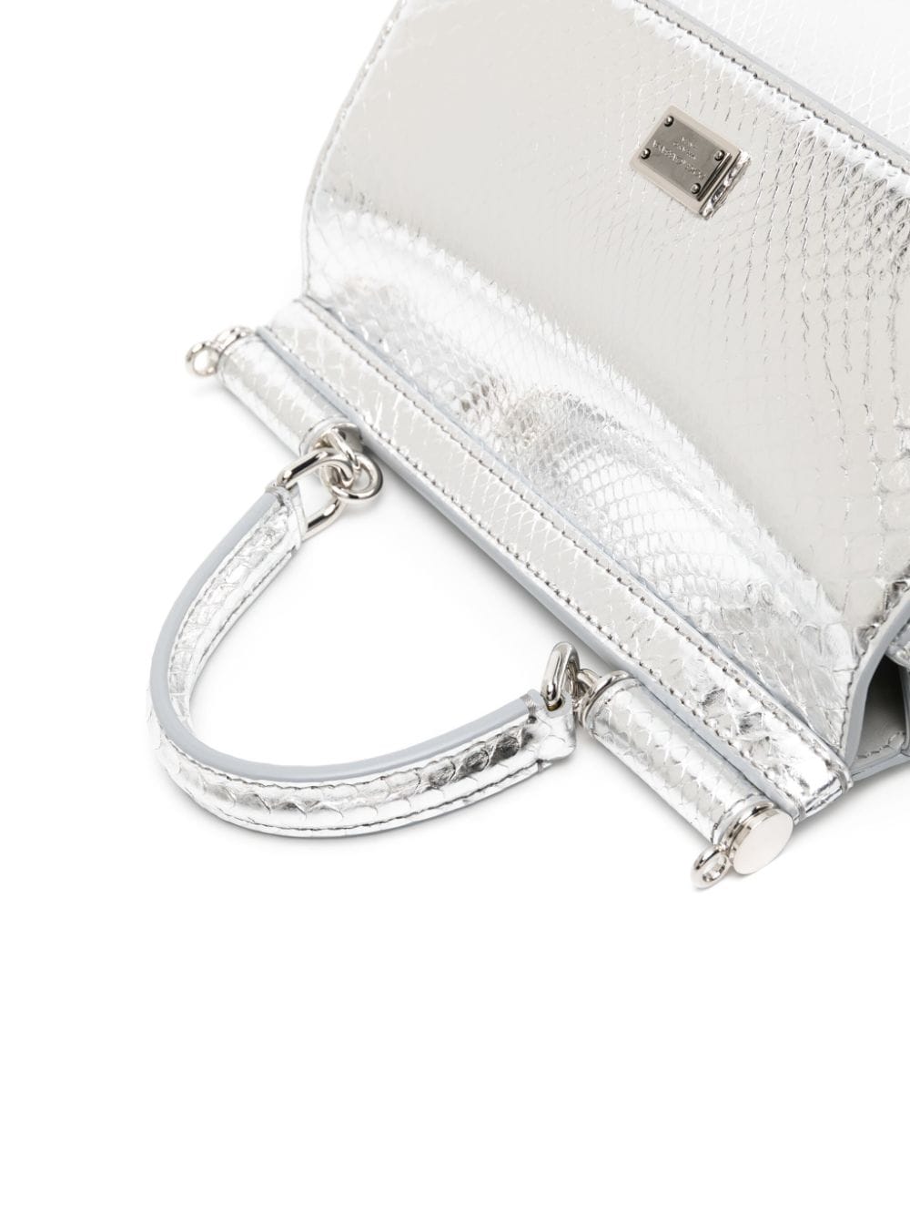 Shop Dolce & Gabbana Medium Sicily Metallic Tote Bag In Silver