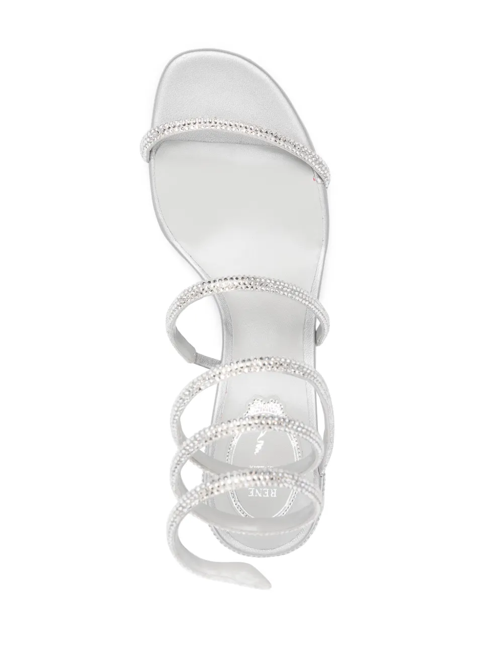 Shop René Caovilla Cleo Crystal-embellished Sandals In Grey