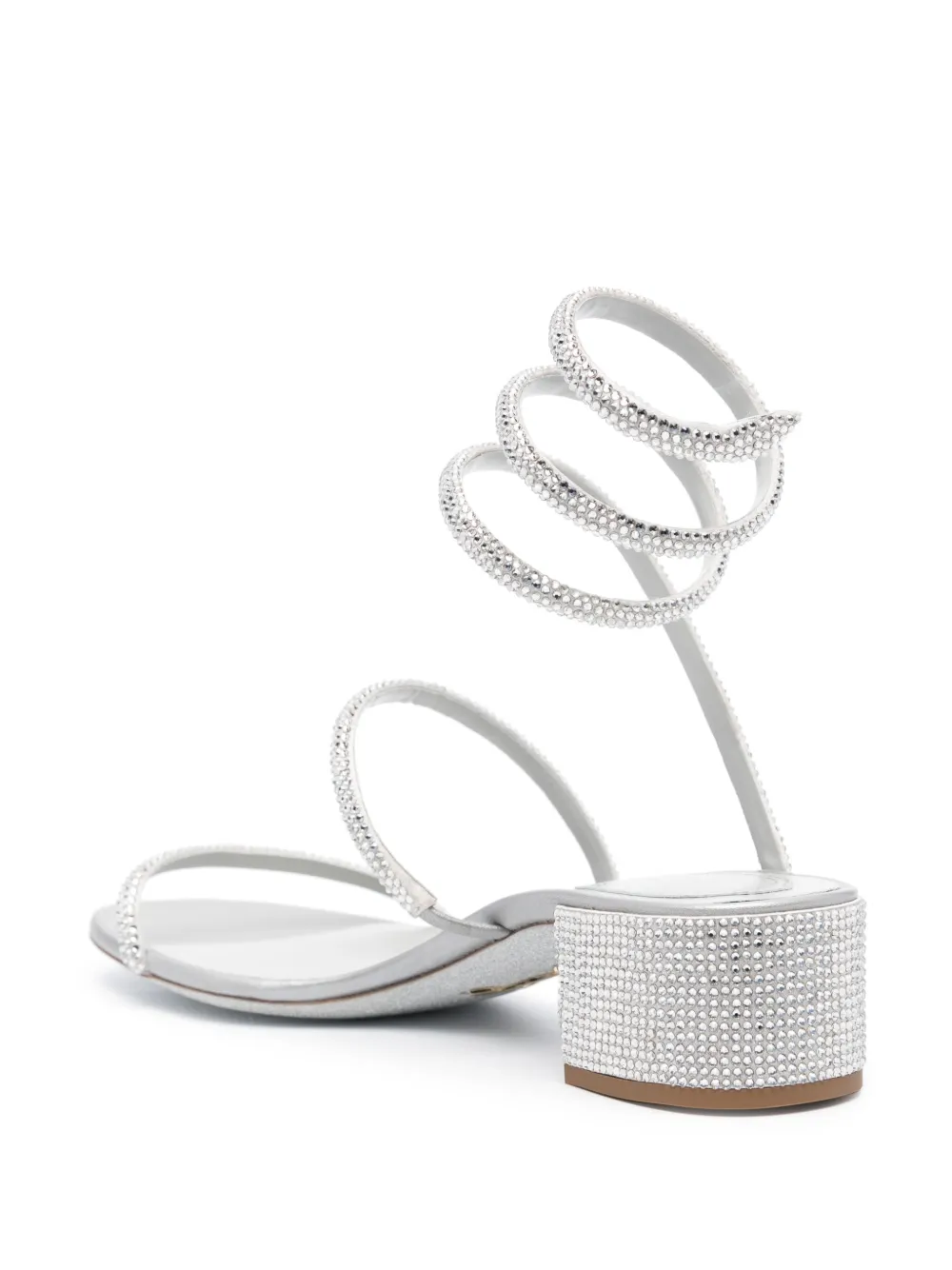 Shop René Caovilla Cleo Crystal-embellished Sandals In Grey