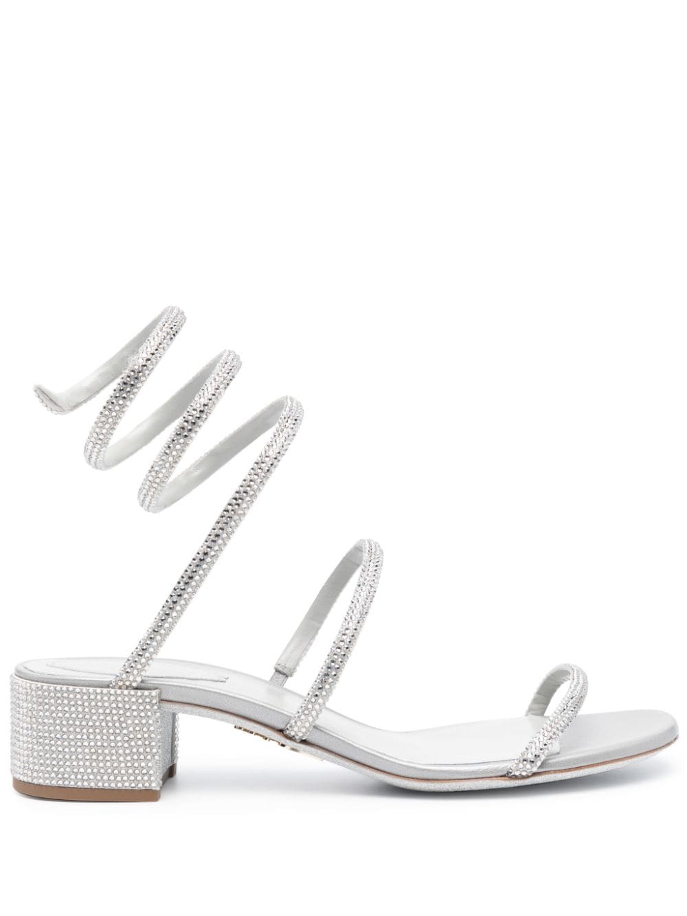 René Caovilla Cleo Crystal-embellished Sandals In Grey