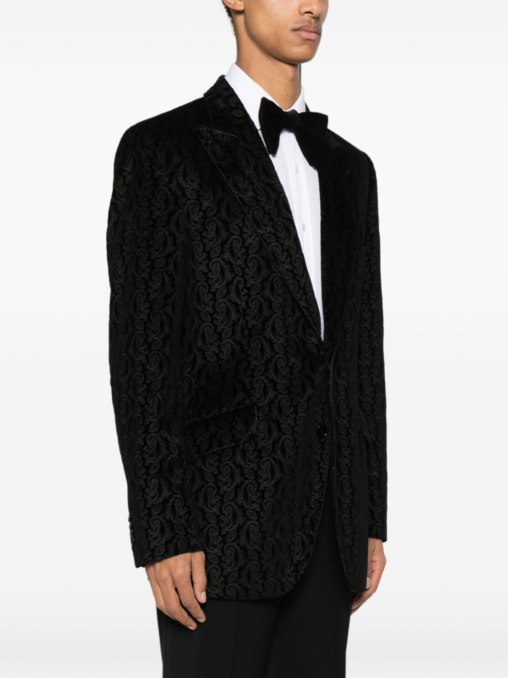 Pre-owned Dolce & Gabbana 2000s Peak Lapels Jacquard-pattern Blazer In Black