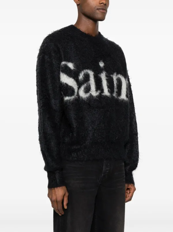 SAINT MXXXXXX Intarsia knit-logo brushed-finish Jumper - Farfetch