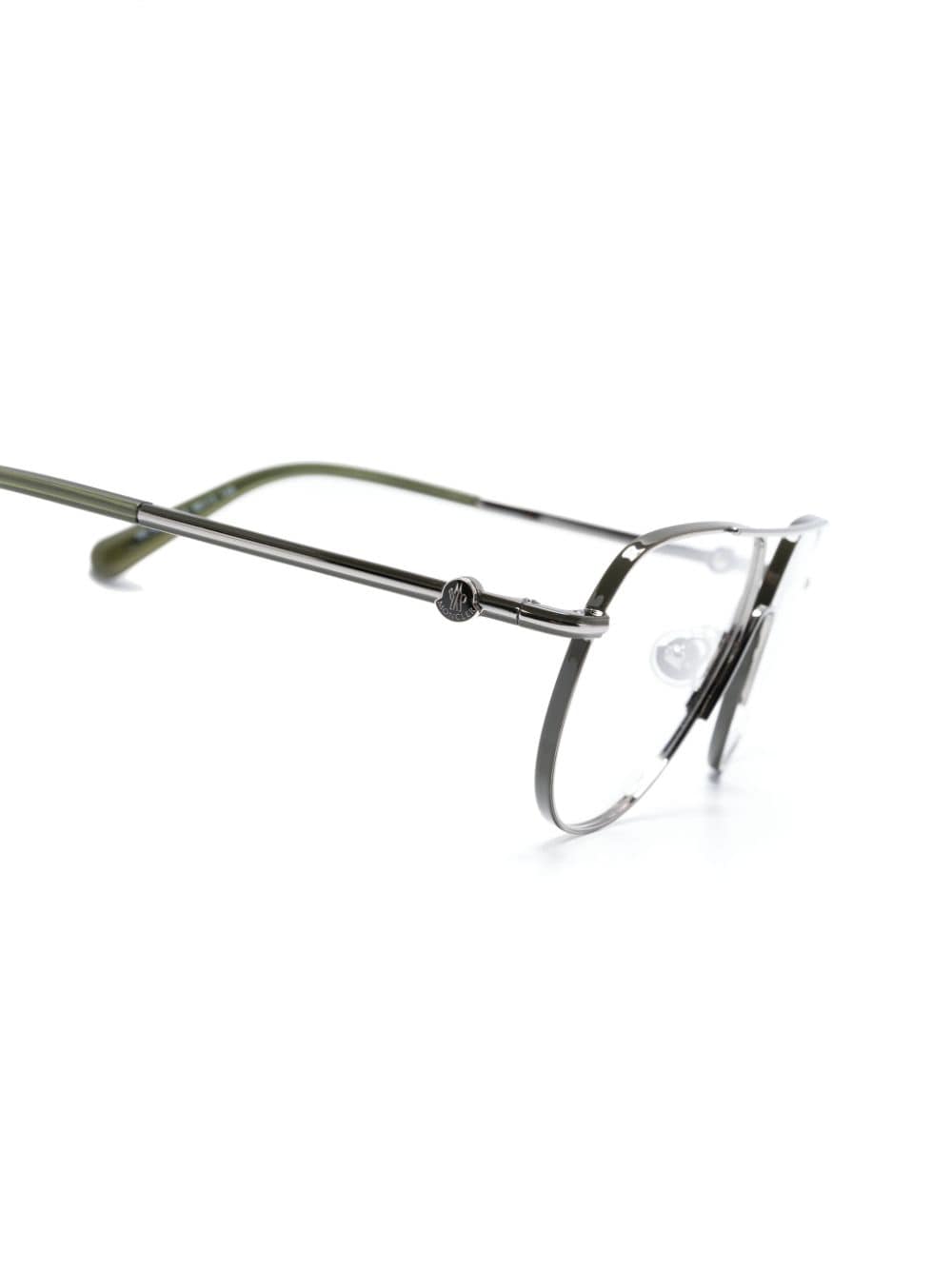Shop Moncler Logo-plaque Pilot-frame Glasses In 灰色