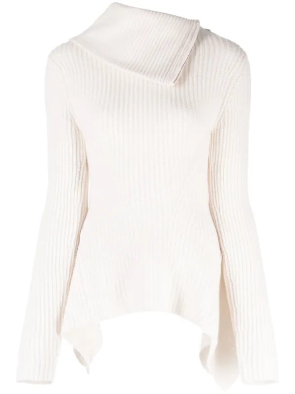 Simkhai Keyara Foldover-collar Jumper in White